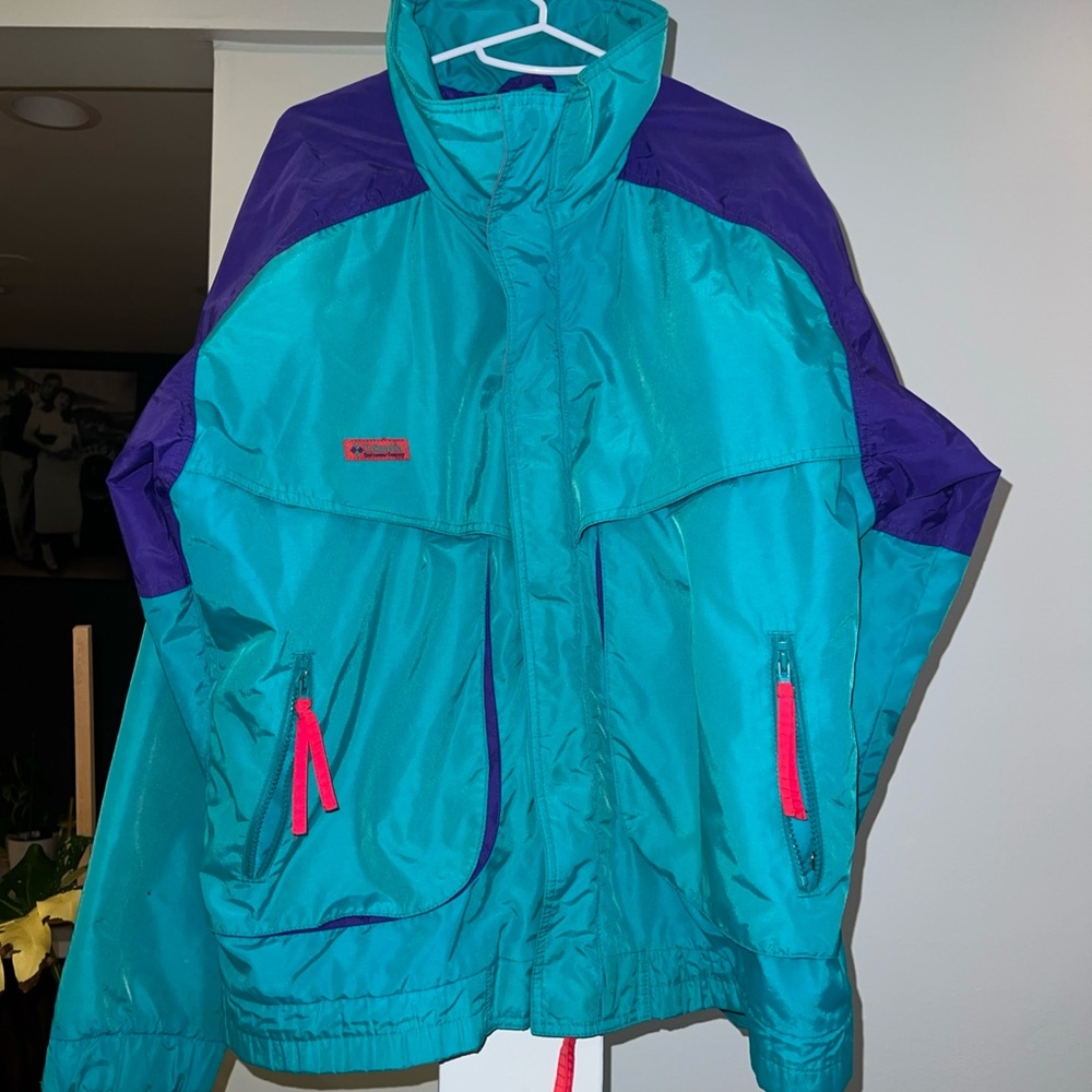 EUC VINTAGE 90s Columbia  Jacket Lg Men’s Teal Purple Powder Keg Colorblock
